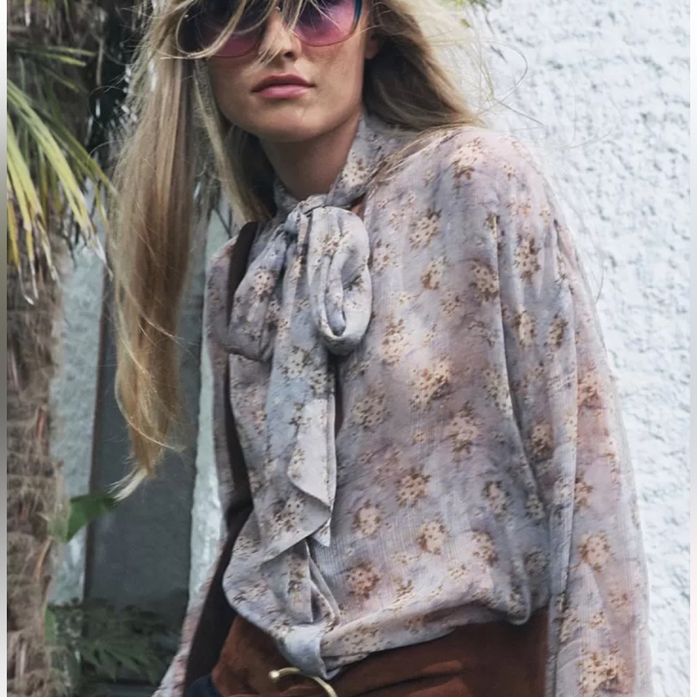 ZARA SHEER TIED BLOUSE ZW COLLECTION - Picture 2 of 5